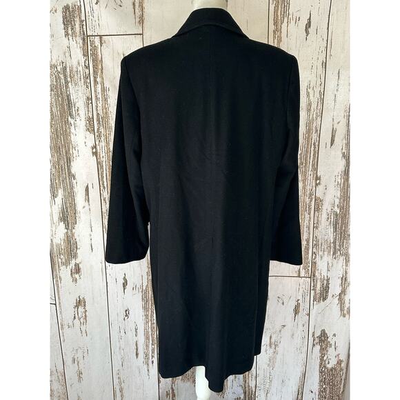 Vintage Dumas Black Cashmere Blend Overcoat Long Coat Size 14 - Picture 5 of 6